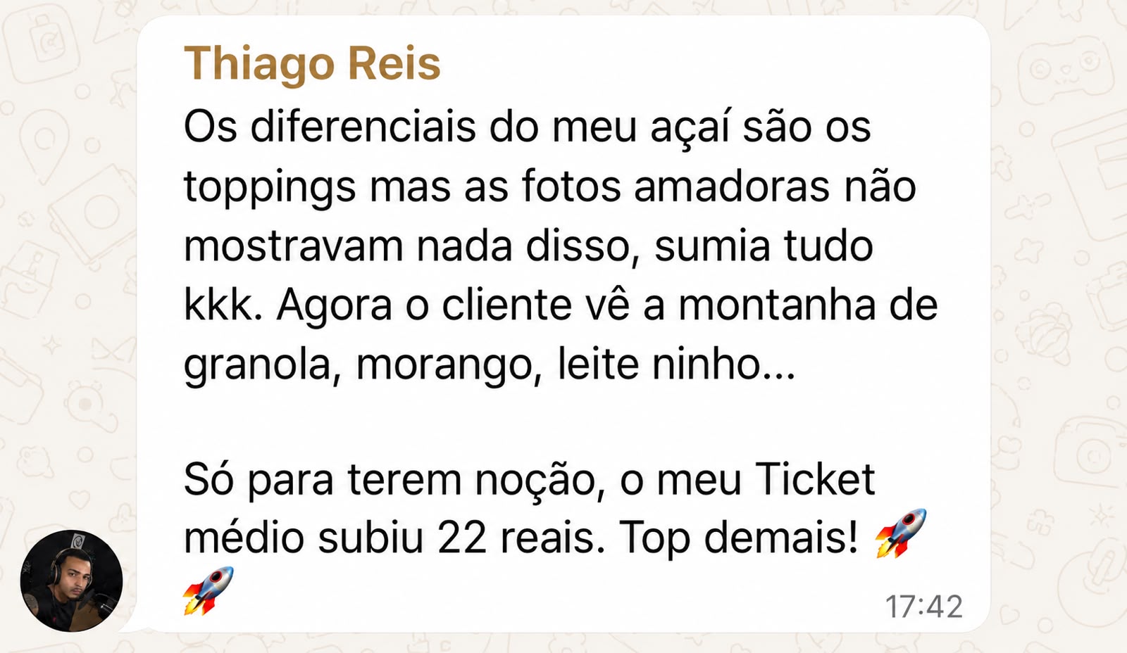 Depoimento de Thiago Reis.